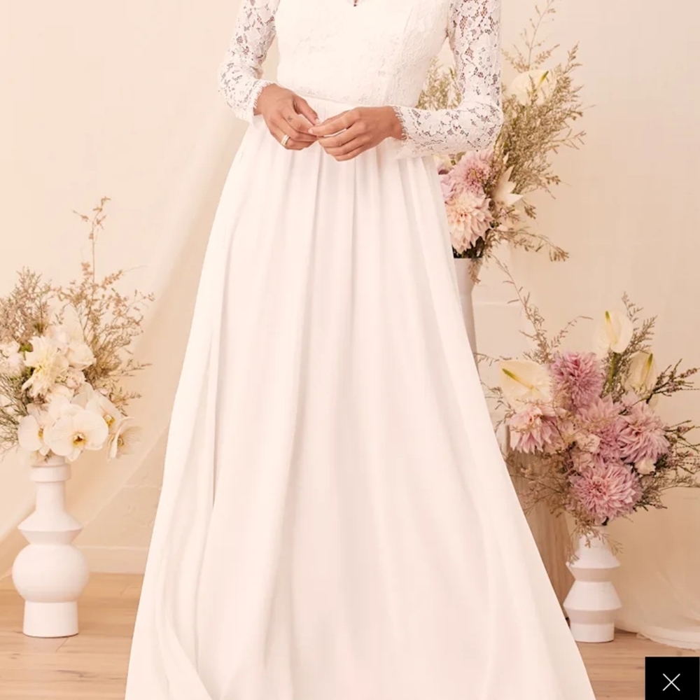 Lulu's White Lace Long Sleeve Dress